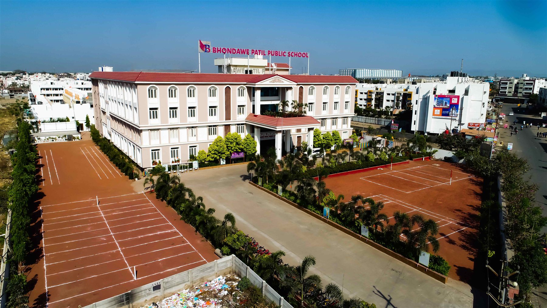 Aerial view of the Bhondawe Patil Public School campus